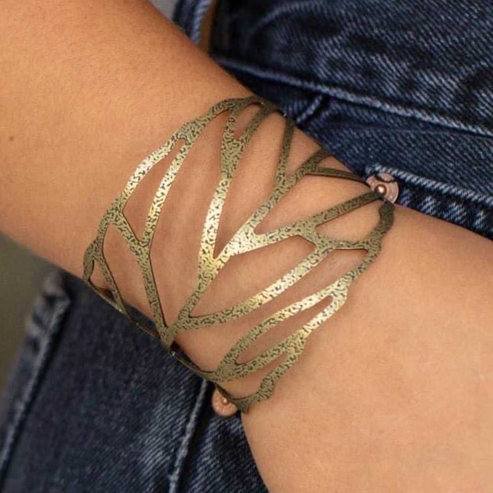 Fallen Leaves Wide Band Cuffed Bracelet